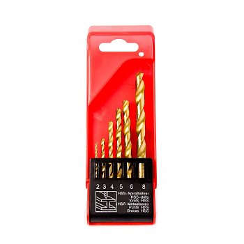 Набор сверл по металлу RedVerg 6 шт HSS-TIN, 2-8 мм(501061)