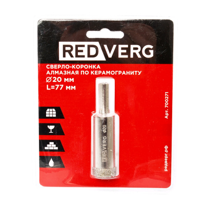 20 Сверло-коронка RedVerg алмазная по керамограниту 20 мм(700271)