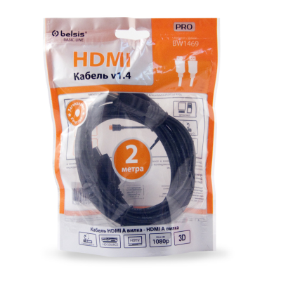 HDMI- HDMI 2м (19pin to 19pin) v1.4 Belsis BW1469