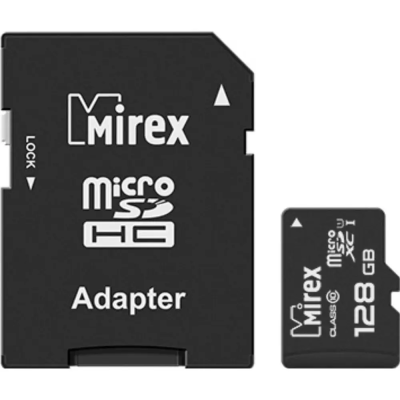 micro SDHC 128GB Class 10 Mirex + adapter (13613-AD10S128)
