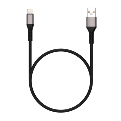 USB  2.0  AM/Lightning 1м Maxvi MC-21L black-grey