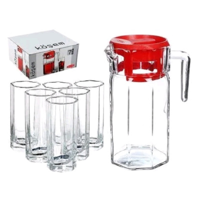 Набор питьевой стеклянный  7 пр Pasabahce "Kosem", кувшин + стаканы (г.Бор), PSB 97415
