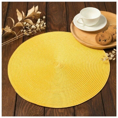 Салфетка сервировочная Доляна  "Классика", цв.желтый, d 38 см   4360973