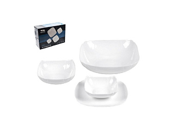 Сервиз столовый 19пр 19PC LBF WHITE (квадрат.) (стеклокерамика)