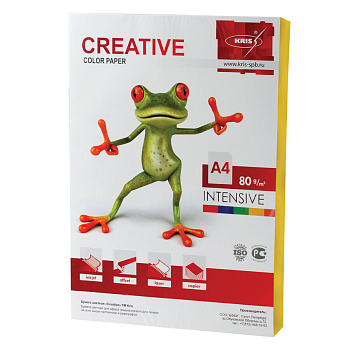 Creative COLOR, А4, 80 Г/М2, 100 Л., ИНТЕНСИВ, ЖЕЛТАЯ, БИPR-100Ж 45216