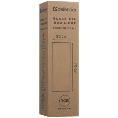 Defender Black XXL HUB Light 780*300*4 мм, RGB