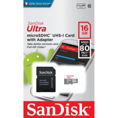 micro SDHC 16GB Class 10 SANDISK SDSQUNS-016G-GN3MN ULTRA 80 W/O ADAPTER