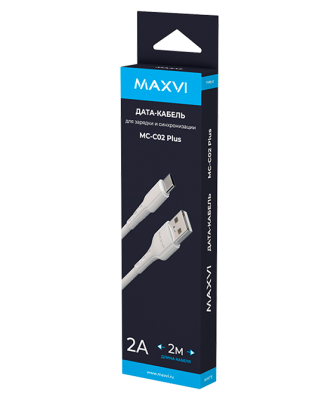 USB  2.0  AM/TypeC 2м Maxvi MC-C02 plus white