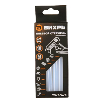 Клеевой стержень 7х100мм, 12шт. Вихрь