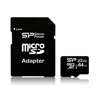 micro SDXC 64Gb Class10 Silicon Power SP064GBSTXBV1V20SP Elite + adapter