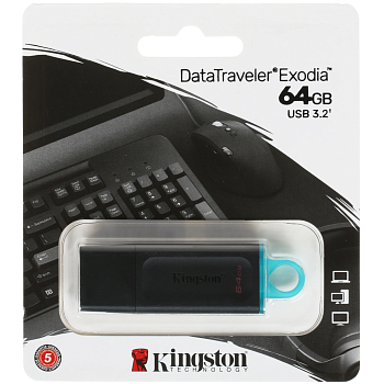 64GB Kingston DataTraveler Exodia DTX/64GB USB3.2 черный/голубой