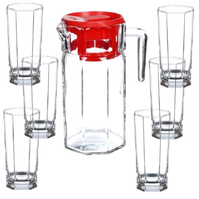 Набор питьевой стеклянный  7 пр Pasabahce "Kosem", кувшин + стаканы (г.Бор), PSB 97415